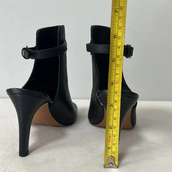 FRANCO SARTO SIZE 6 BLACK Leather Slingback Peek A Boo Toe Heeled - Picture 10 of 11